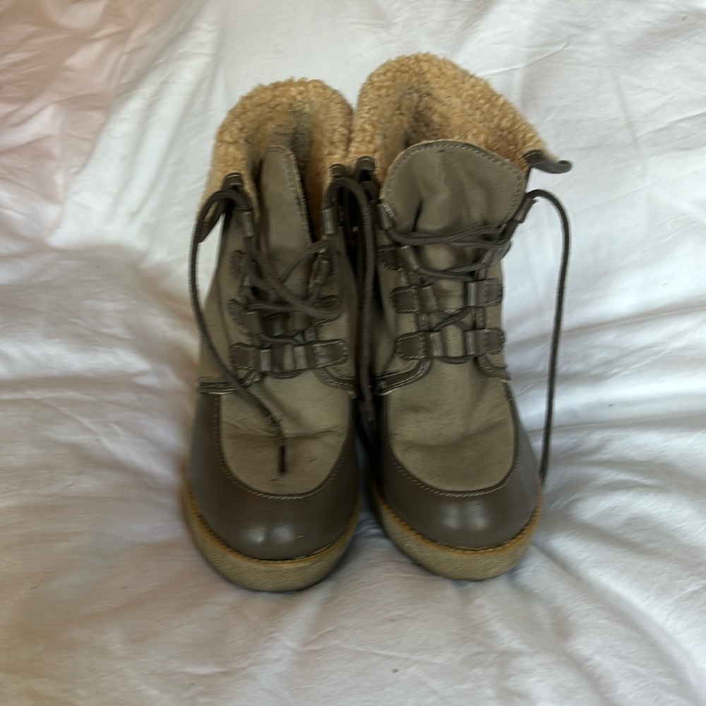 H & M booties with shearling trim